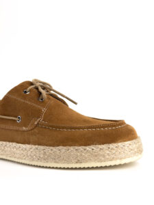 V2 Scarpa modello barca in camoscio con lacci in corda beige MOCRD Cuoio4