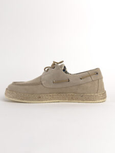 V2 Scarpa modello barca in camoscio con lacci in corda beige MOCRD Sabbia1