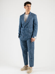 ALTATENSIONE Giacca da abito doppiopetto rigata COMPANY Blu