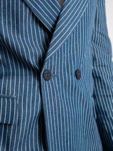 ALTATENSIONE Giacca da abito doppiopetto rigata COMPANY Blu (4)