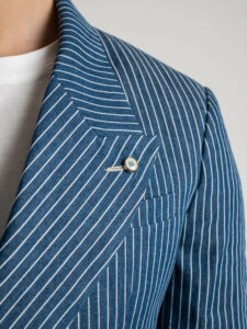 ALTATENSIONE Giacca da abito doppiopetto rigata COMPANY Blu (5)