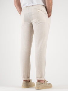BERNA Abito in misto lino con Giacca monopetto + Pantalone con coulisse 243408 Naturale (1)