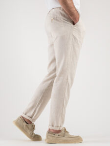 BERNA Abito in misto lino con Giacca monopetto + Pantalone con coulisse 243408 Naturale (10)