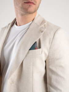 BERNA Abito in misto lino con Giacca monopetto + Pantalone con coulisse 243408 Naturale (4)