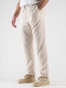 BERNA Abito in misto lino con Giacca monopetto + Pantalone con coulisse 243408 Naturale (8)