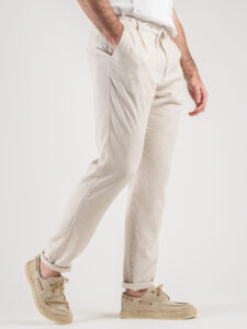 BERNA Abito in misto lino con Giacca monopetto + Pantalone con coulisse 243408 Naturale (9)