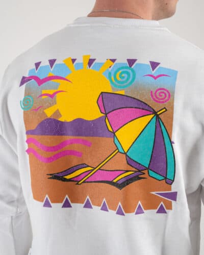 BERNA Felpa in cotone con stampa schiena CALIFORNIA 243385 Bianco