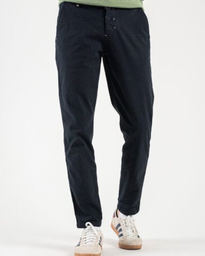 BERNA Pantalone chinos in misto lino 243409 Blu 1 Nuovi Arrivi