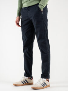BERNA Pantalone chinos in misto lino 243409 Blu (2)