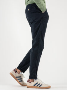 BERNA Pantalone chinos in misto lino 243409 Blu (4)