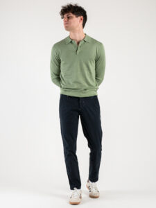 BERNA Pantalone chinos in misto lino 243409 Blu (6)