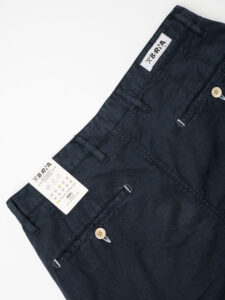 BERNA Pantalone chinos in misto lino 243409 Blu (7)