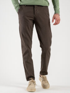 BERNA Pantalone chinos in misto lino 243409 Moro (1)