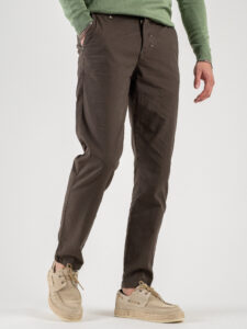 BERNA Pantalone chinos in misto lino 243409 Moro (3)