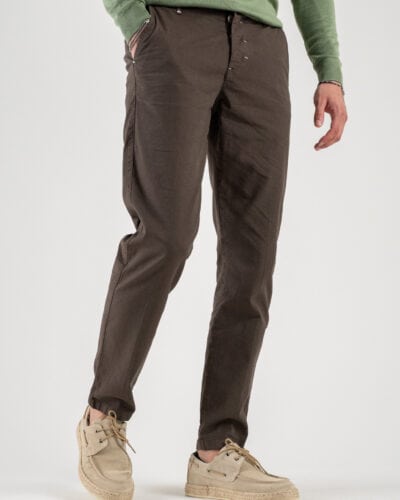 BERNA Pantalone chinos in misto lino 243409 Moro 3 Nuovi Arrivi