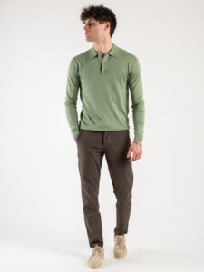 BERNA Pantalone chinos in misto lino 243409 Moro (6)