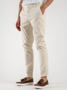 BERNA Pantalone chinos in misto lino 243409 Panna (4)