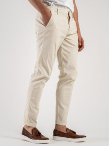 BERNA Pantalone chinos in misto lino 243409 Panna (5)