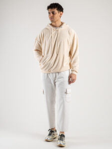 BLACK SUNDAY Felpa in spugna con tascone e cappuccio 52763 Beige (2)