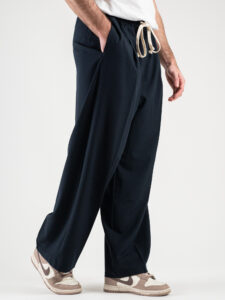 Coordinato giacchetta cropped + Pantalone baggy fit e coulisse ISA Blu (10)