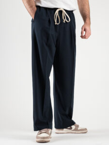 Coordinato giacchetta cropped + Pantalone baggy fit e coulisse ISA Blu (8)