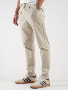 ESTASI Pantalone chino leggero con pinces ed elastico in vita BECKHAM EST Beige (3)