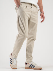ESTASI Pantalone chino leggero con pinces ed elastico in vita BECKHAM EST Beige (4)