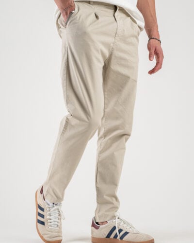 ESTASI Pantalone chino leggero con pinces ed elastico in vita BECKHAM EST Beige