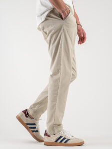 ESTASI Pantalone chino leggero con pinces ed elastico in vita BECKHAM EST Beige (5)