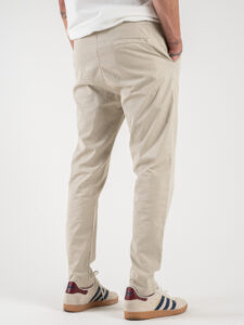 ESTASI Pantalone chino leggero con pinces ed elastico in vita BECKHAM EST Beige (6)