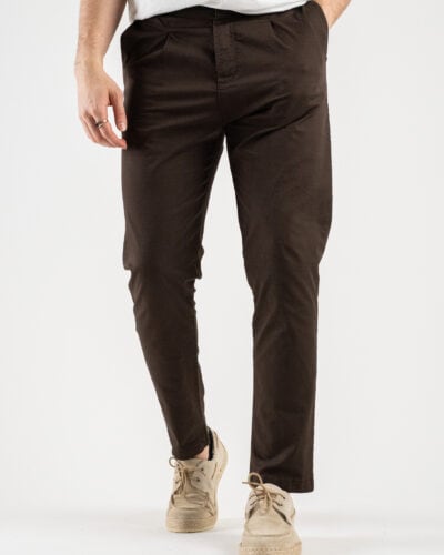 ESTASI Pantalone chino leggero con pinces ed elastico in vita BECKHAM EST Caffe 3 Nuovi Arrivi