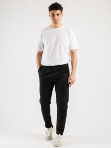 ESTASI Pantalone chino leggero con pinces ed elastico in vita BECKHAM EST Nero (2)