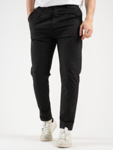 ESTASI Pantalone chino leggero con pinces ed elastico in vita BECKHAM EST Nero (3)