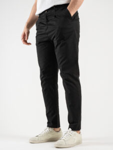 ESTASI Pantalone chino leggero con pinces ed elastico in vita BECKHAM EST Nero (4)