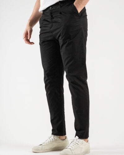 ESTASI Pantalone chino leggero con pinces ed elastico in vita BECKHAM EST Nero 4 Nuovi Arrivi