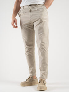 ESTASI Pantalone chino leggero con pinces ed elastico in vita BECKHAM EST Off White (3)