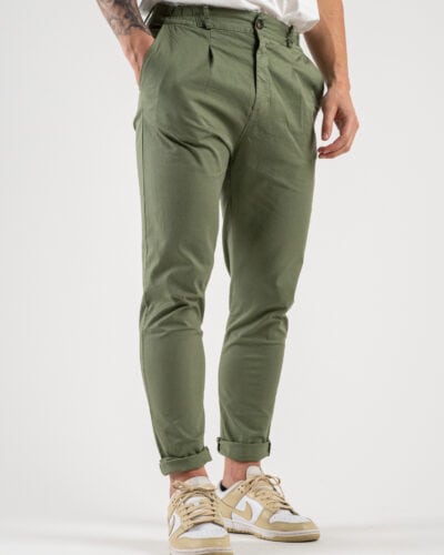 ESTASI Pantalone chino leggero con pinces ed elastico in vita BECKHAM EST Salvia 4 Nuovi Arrivi