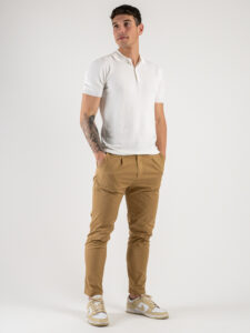ESTASI Pantalone comodissimo leggero con pinces ed elastico in vita BECKHAM EST Cammello (1)