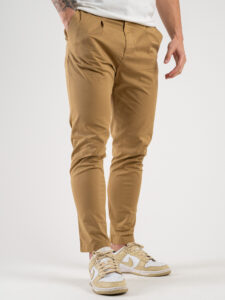ESTASI Pantalone comodissimo leggero con pinces ed elastico in vita BECKHAM EST Cammello (2)