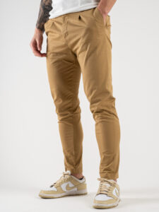 ESTASI Pantalone comodissimo leggero con pinces ed elastico in vita BECKHAM EST Cammello (3)