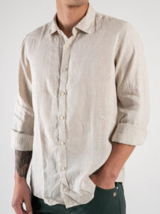 GIANNI LUPO Camicia basica in lino con colletto GL7619S Beige (3)
