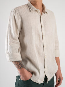 GIANNI LUPO Camicia basica in lino con colletto GL7619S Beige (4)