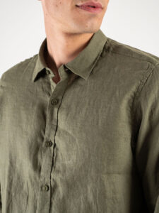 GIANNI LUPO Camicia basica in lino con colletto GL7619S Green (4)