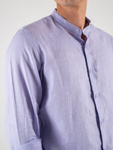 GIANNI LUPO Camicia basica in lino con collo coreana GL7620S Glicine (1)