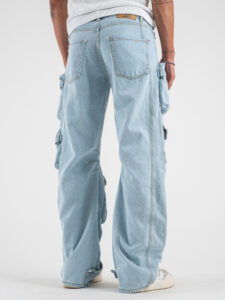 Jeans baggy con tasconi ZA45 Azzurro (1)