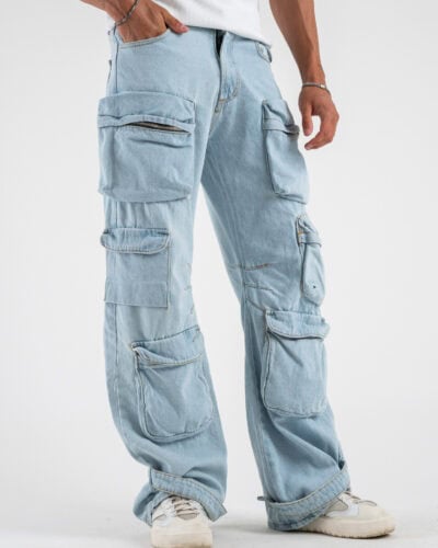 Jeans baggy con tasconi ZA45 Azzurro