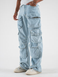Jeans baggy con tasconi ZA45 Azzurro (4)