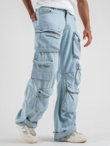 Jeans baggy con tasconi ZA45 Azzurro (5)
