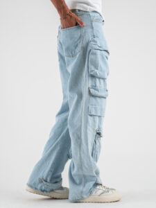 Jeans baggy con tasconi ZA45 Azzurro (6)
