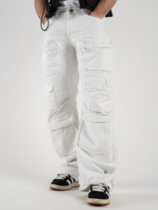 Jeans baggy con tasconi ZA45-BB15 Bianco (2)